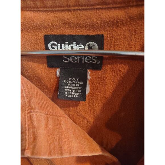 Chamois Flannel Shirt Mens 2XLT Tall Burnt Orange Rust Fall Long Sleeve Button - Picture 2 of 4